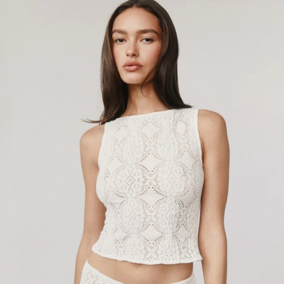White Maeve Top (sz M) - Picture 3 of 13